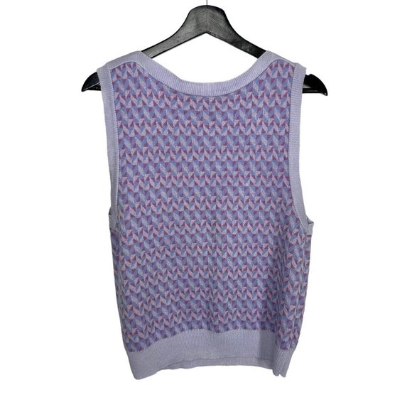 Vintage 80s Pendleton Purple Geometric Wool Sweater Vest Large